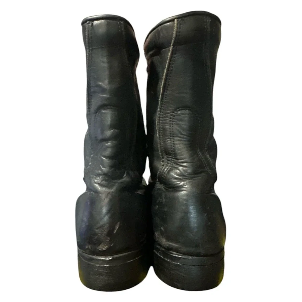 RO-Search Military Combat Boots 10 R Vintage 1985 Black Leather USA Lace Jungle